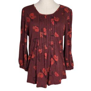 Daniel Rainn Red Floral Crochet Pintuck Pleats New With Tags Women's Size M